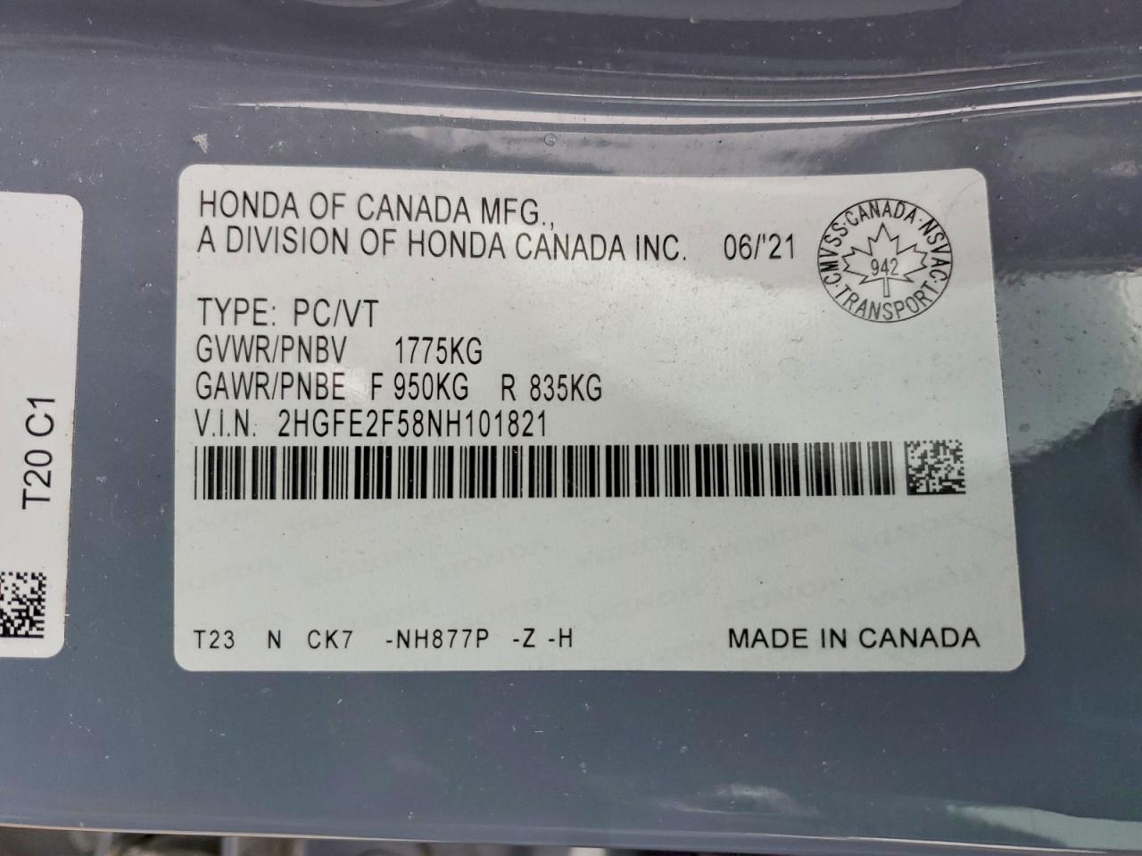 2022 HONDA CIVIC SPORT photo 23