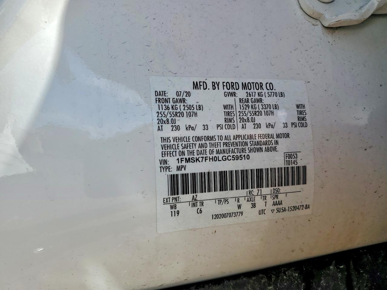 2020 FORD EXPLORER LIMITED photo 13