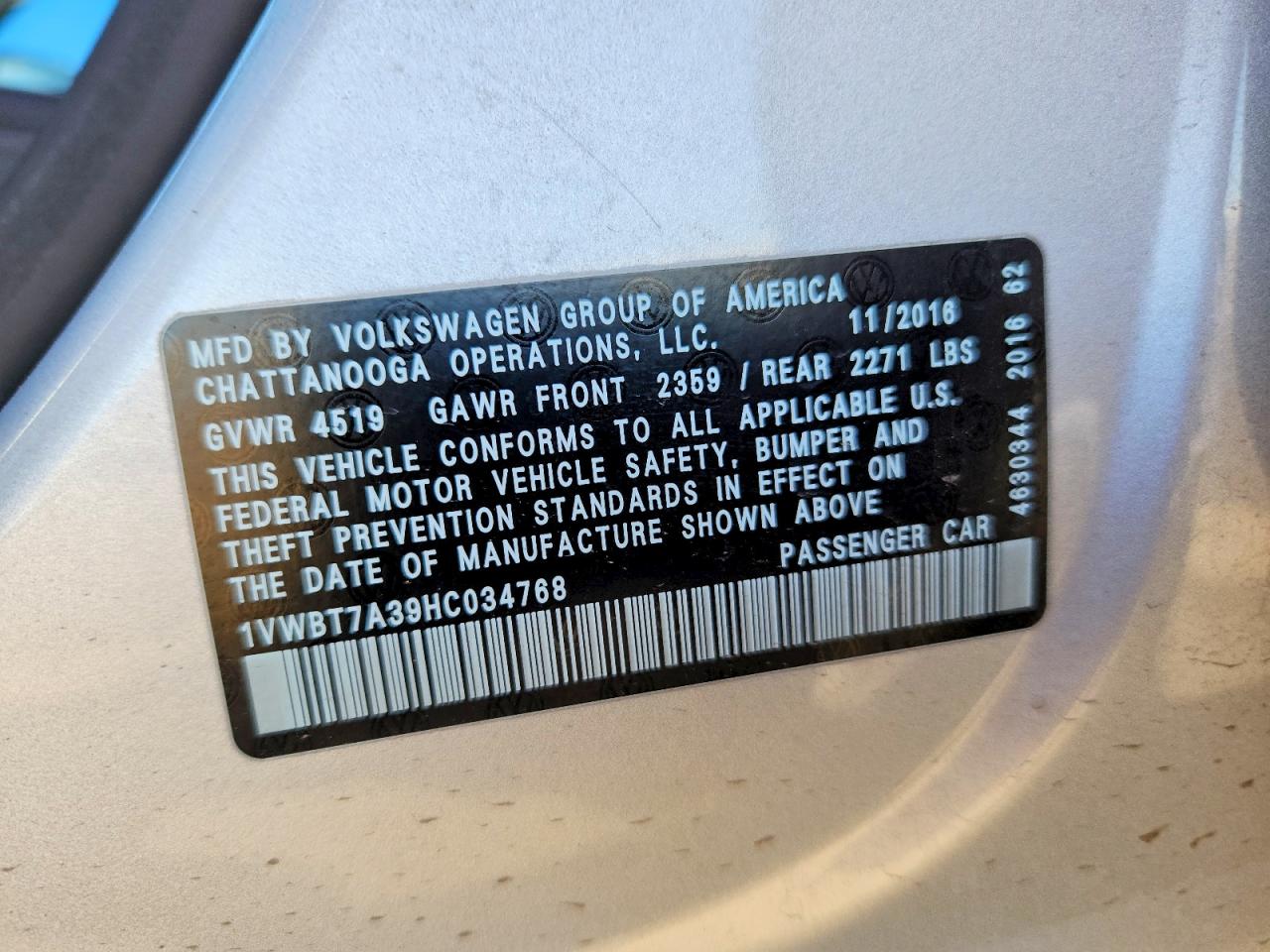 2017 VOLKSWAGEN PASSAT SE photo 12