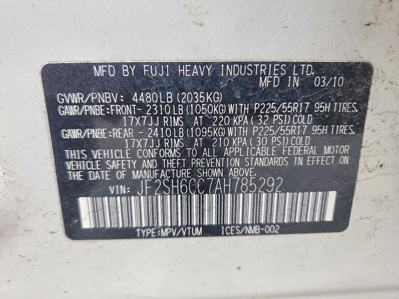 2010 SUBARU FORESTER 2.5X PREMIUM photo 34