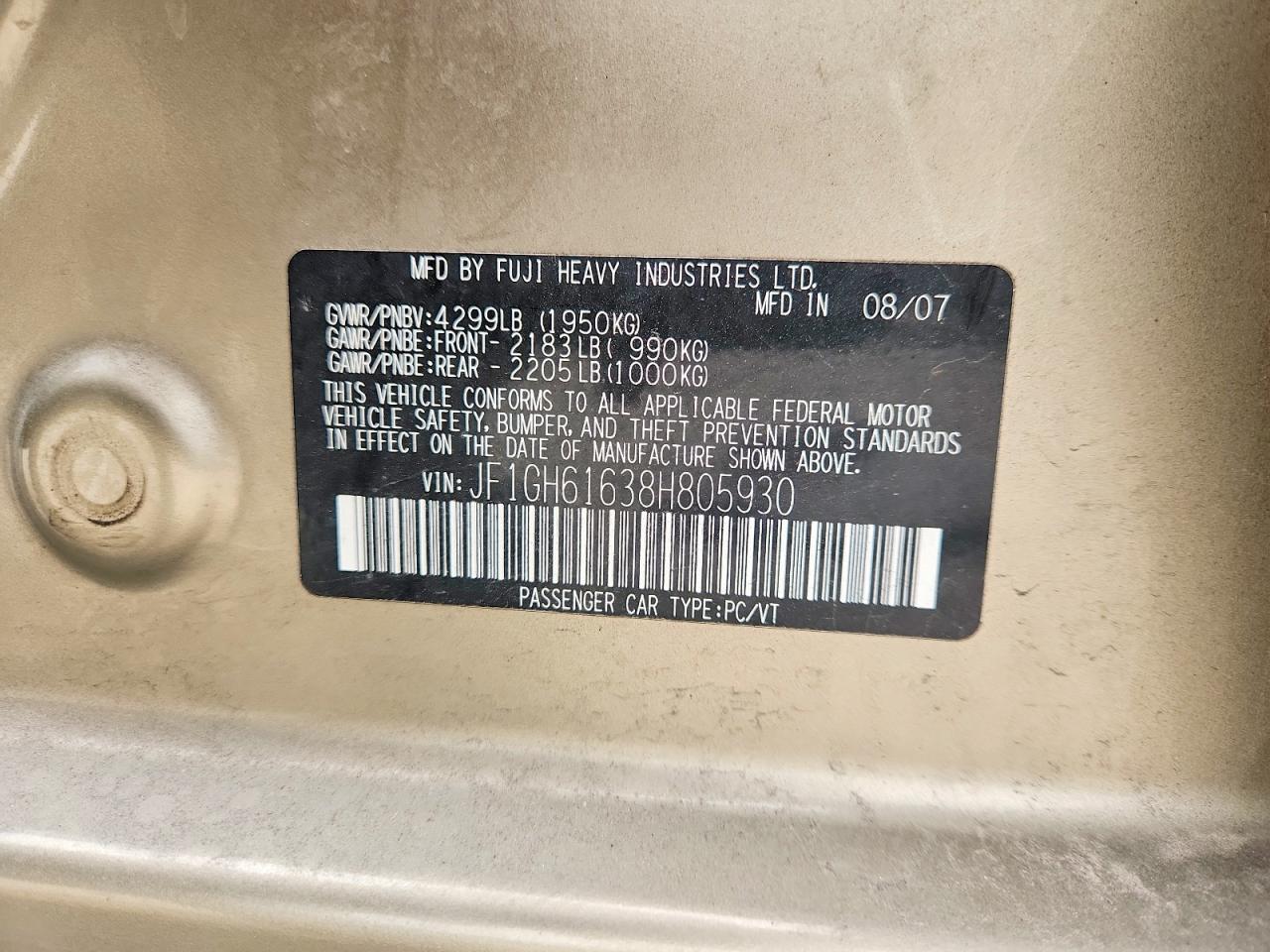 2008 SUBARU IMPREZA 2.5I photo 12