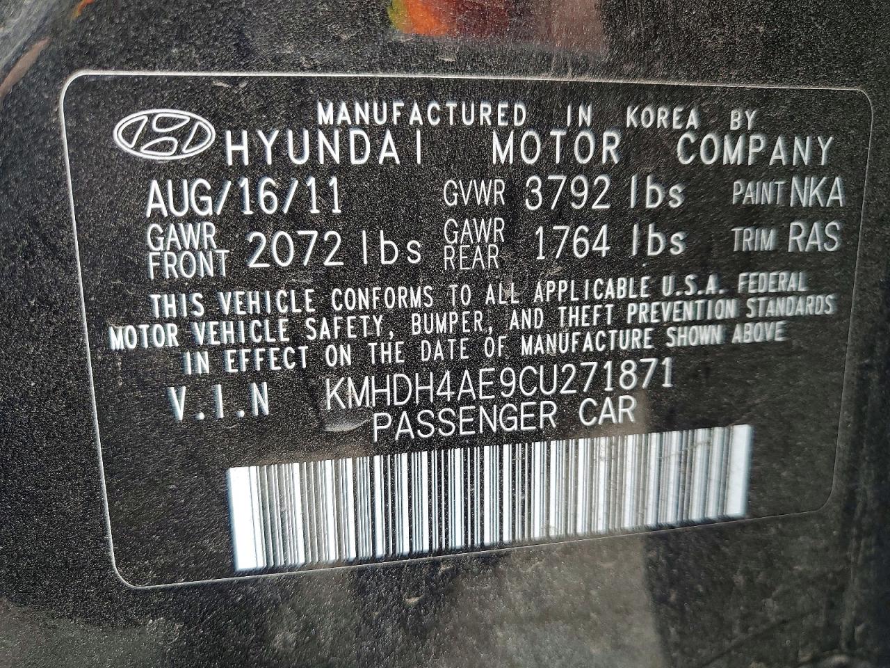 2012 HYUNDAI ELANTRA LIMITED photo 23