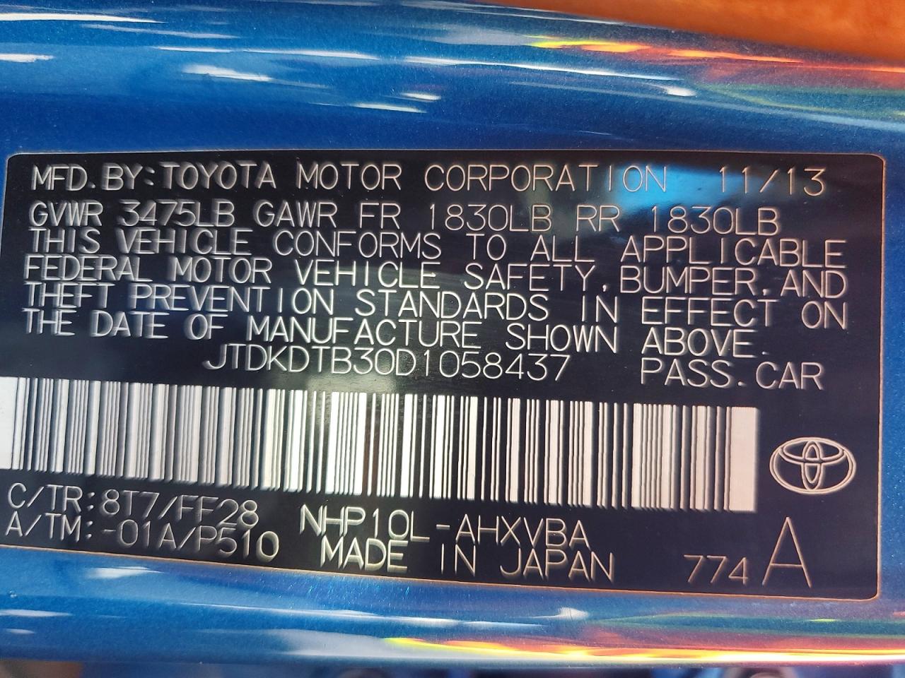 2013 TOYOTA PRIUS C TWO photo 13