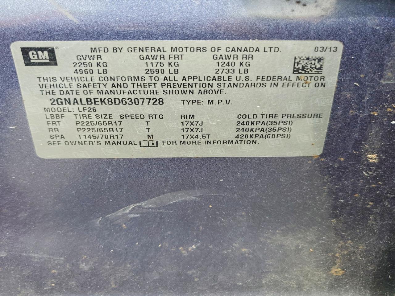 2013 CHEVROLET EQUINOX LS photo 13