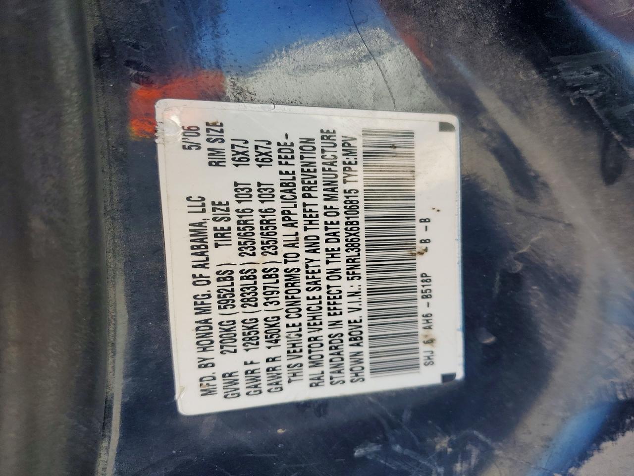 2006 HONDA ODYSSEY EXL photo 25
