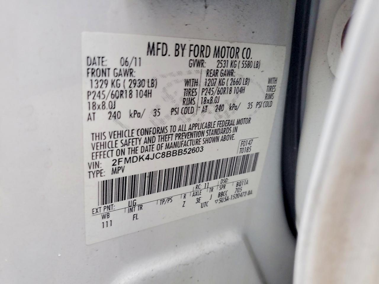 2011 FORD EDGE SEL photo 34