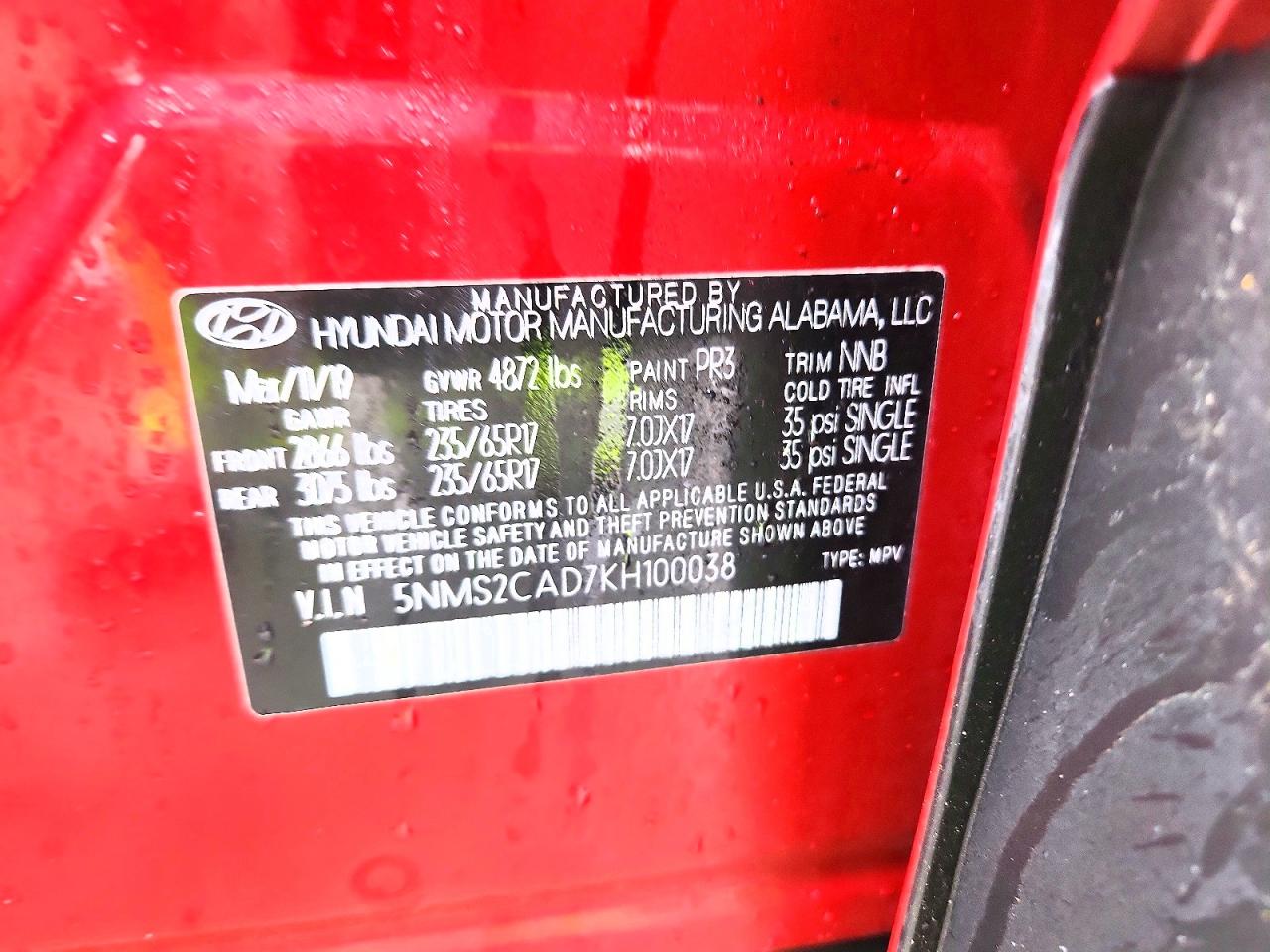 2019 HYUNDAI SANTA FE SE 2.4L photo 25