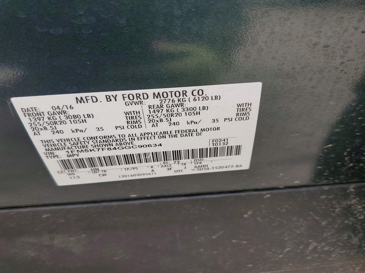 2016 FORD EXPLORER LIMITED photo 25