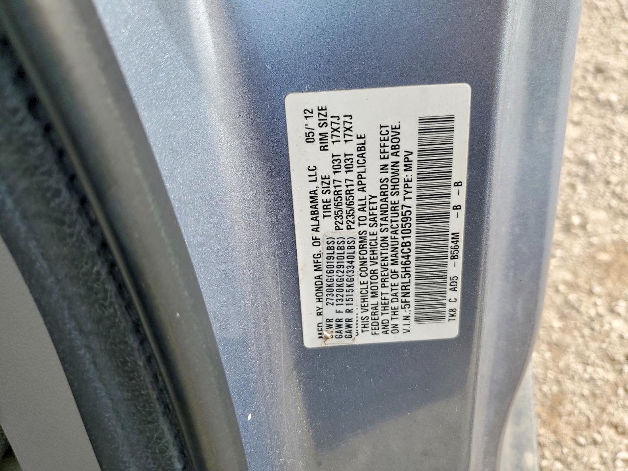 2012 HONDA ODYSSEY EXL photo 13