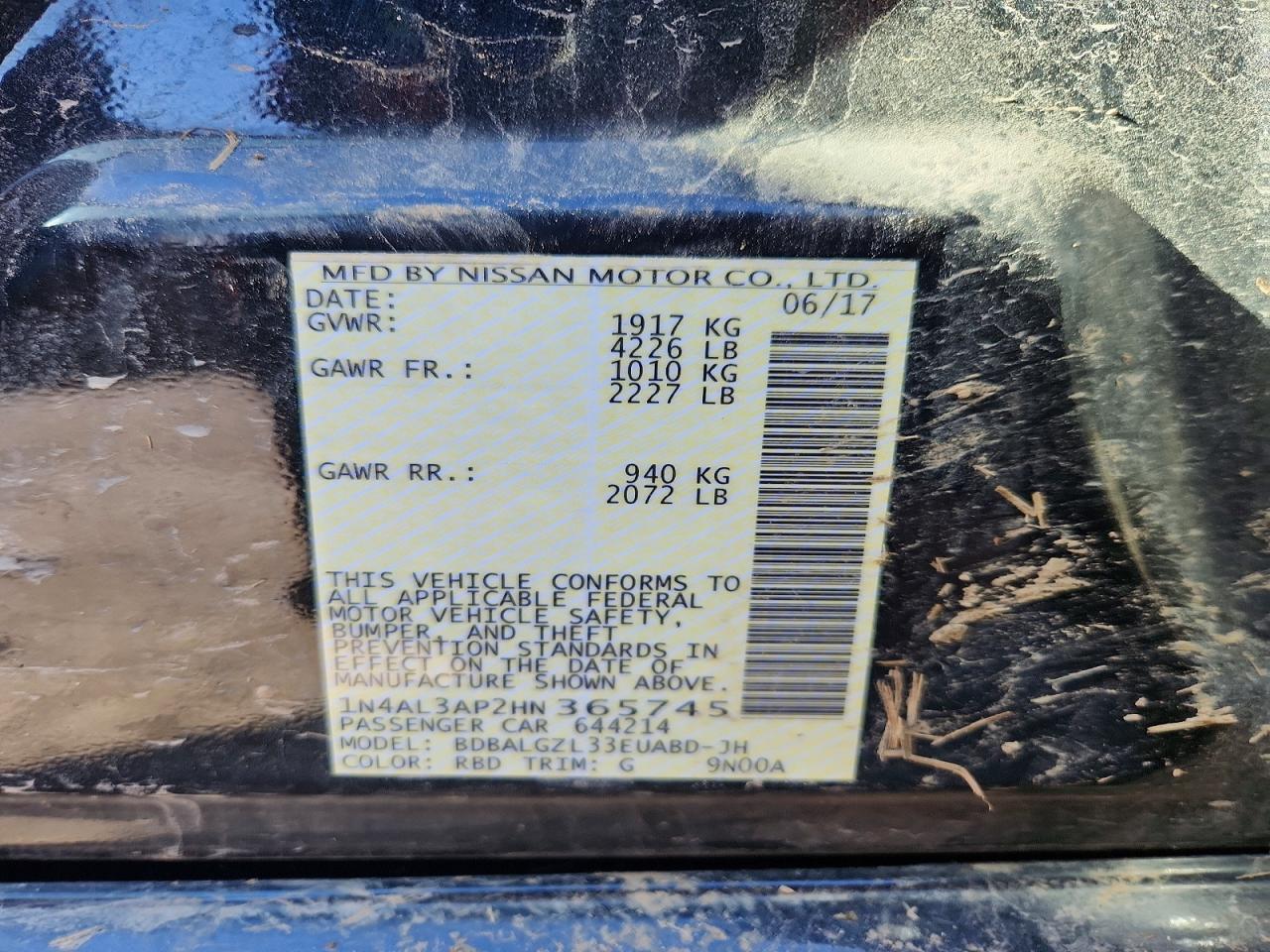 2017 NISSAN ALTIMA 2.5 S photo 34