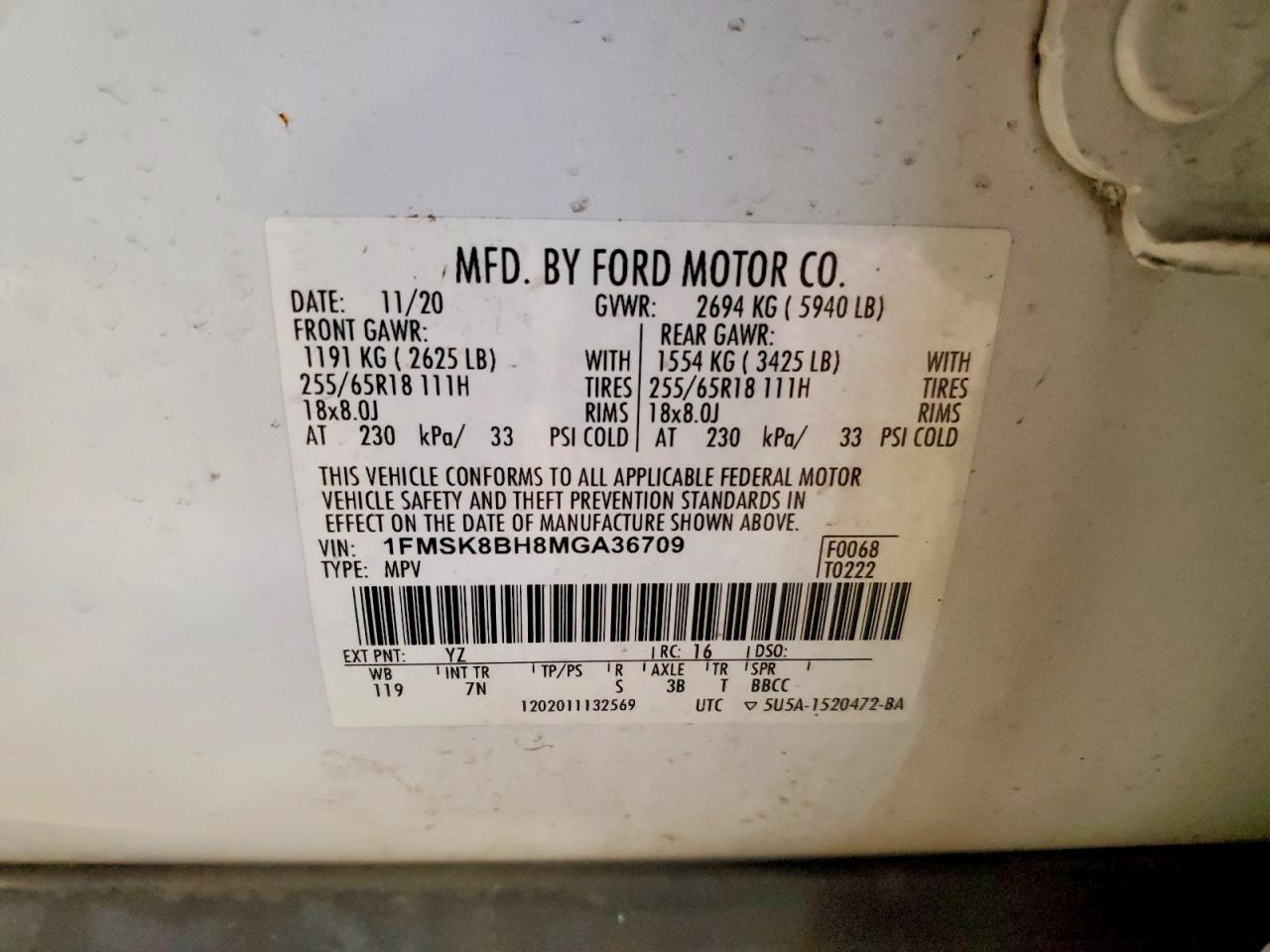2021 FORD EXPLORER photo 13