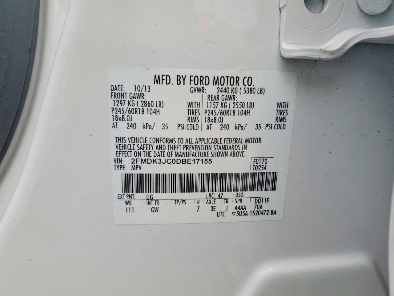2013 FORD EDGE SEL photo 37
