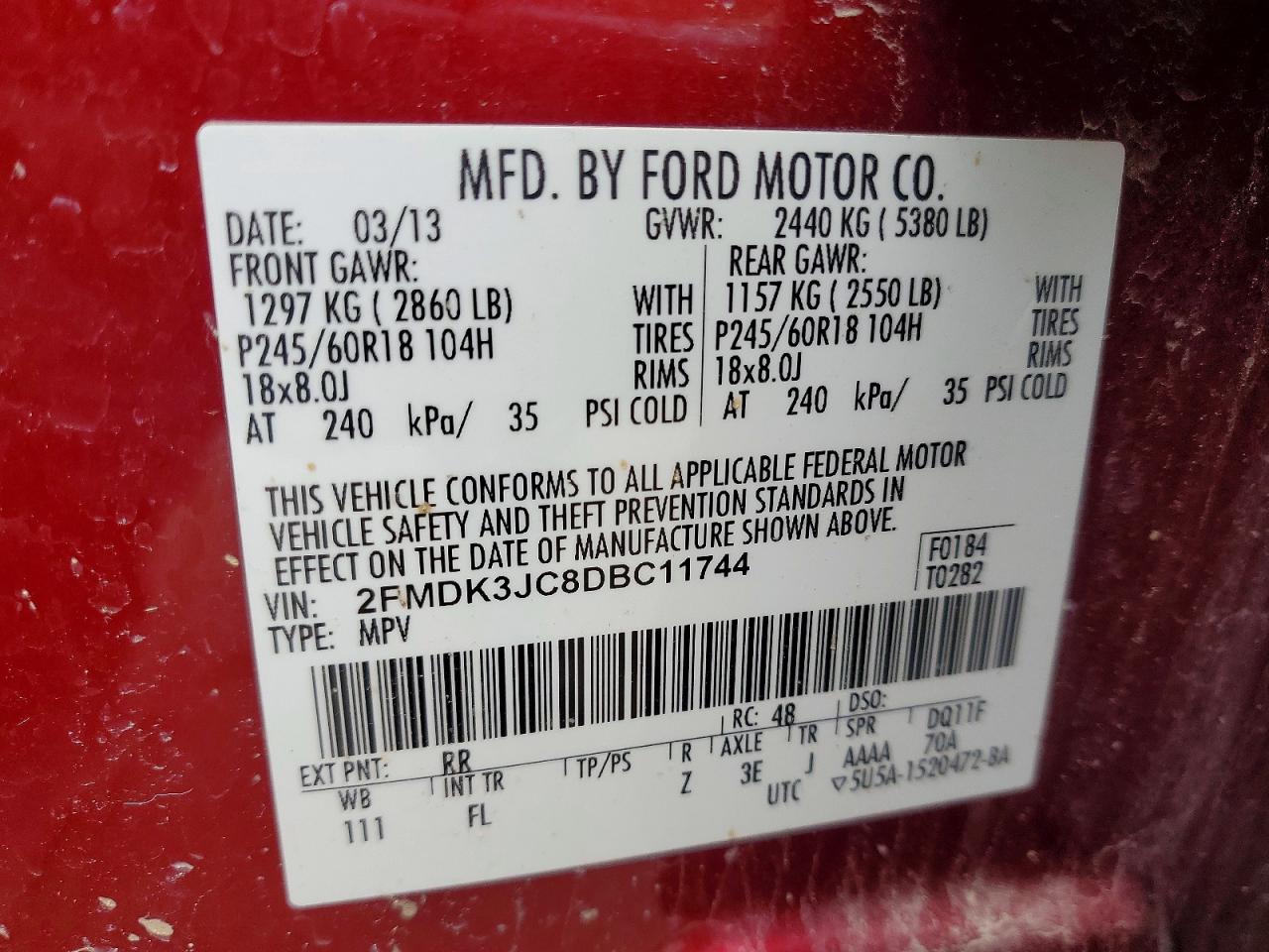 2013 FORD EDGE SEL photo 13