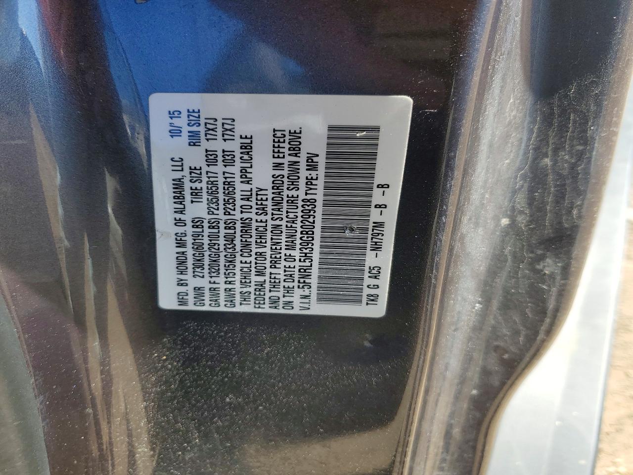 2016 HONDA ODYSSEY SE photo 13