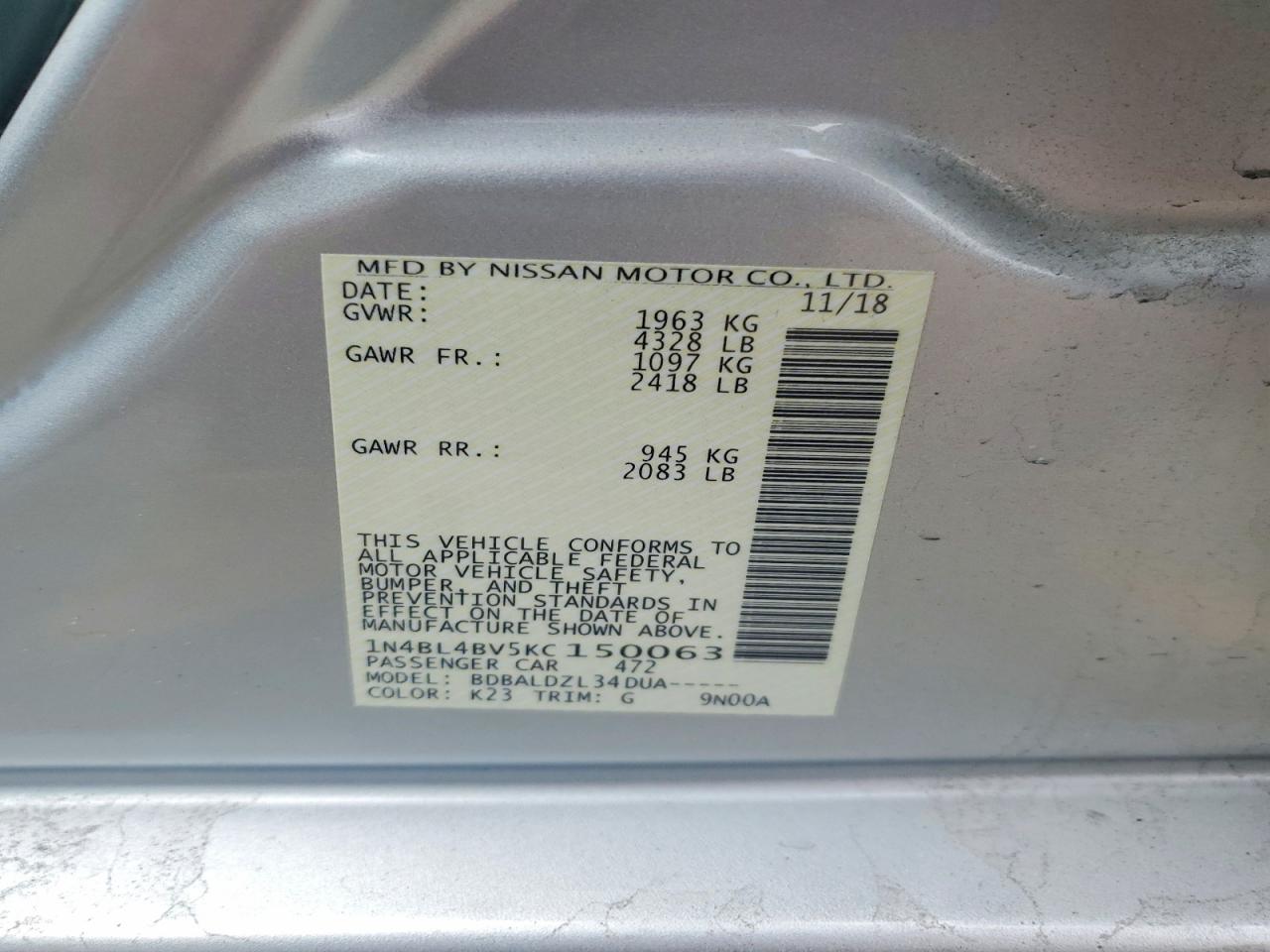 2019 NISSAN ALTIMA 2.5 S photo 23