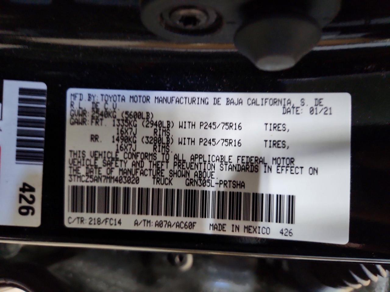 2021 TOYOTA TACOMA SR5 V6 photo 13