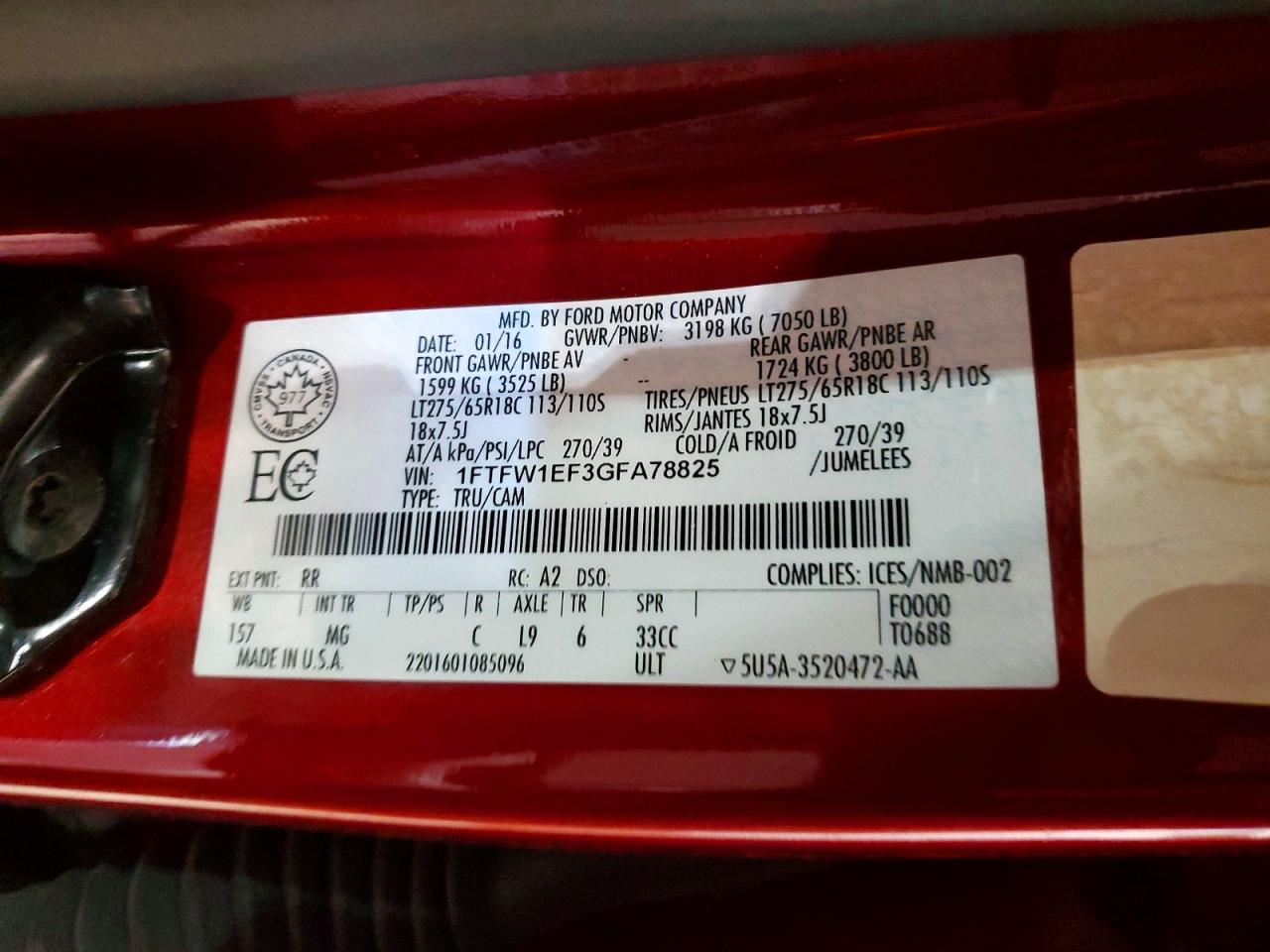 2016 FORD F150 SUPERCREW photo 25