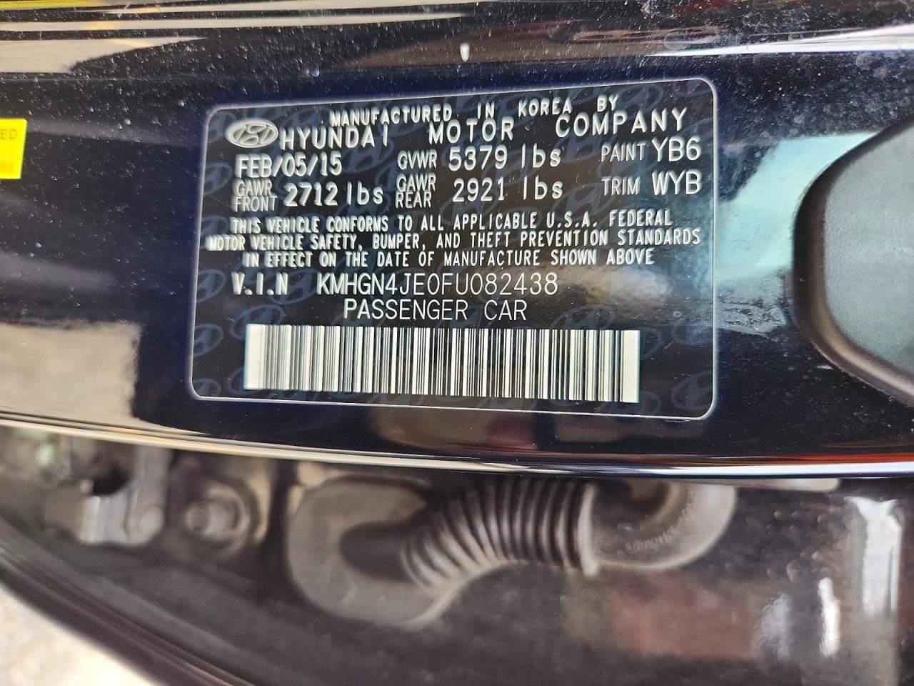 2015 HYUNDAI GENESIS 3.8L photo 13