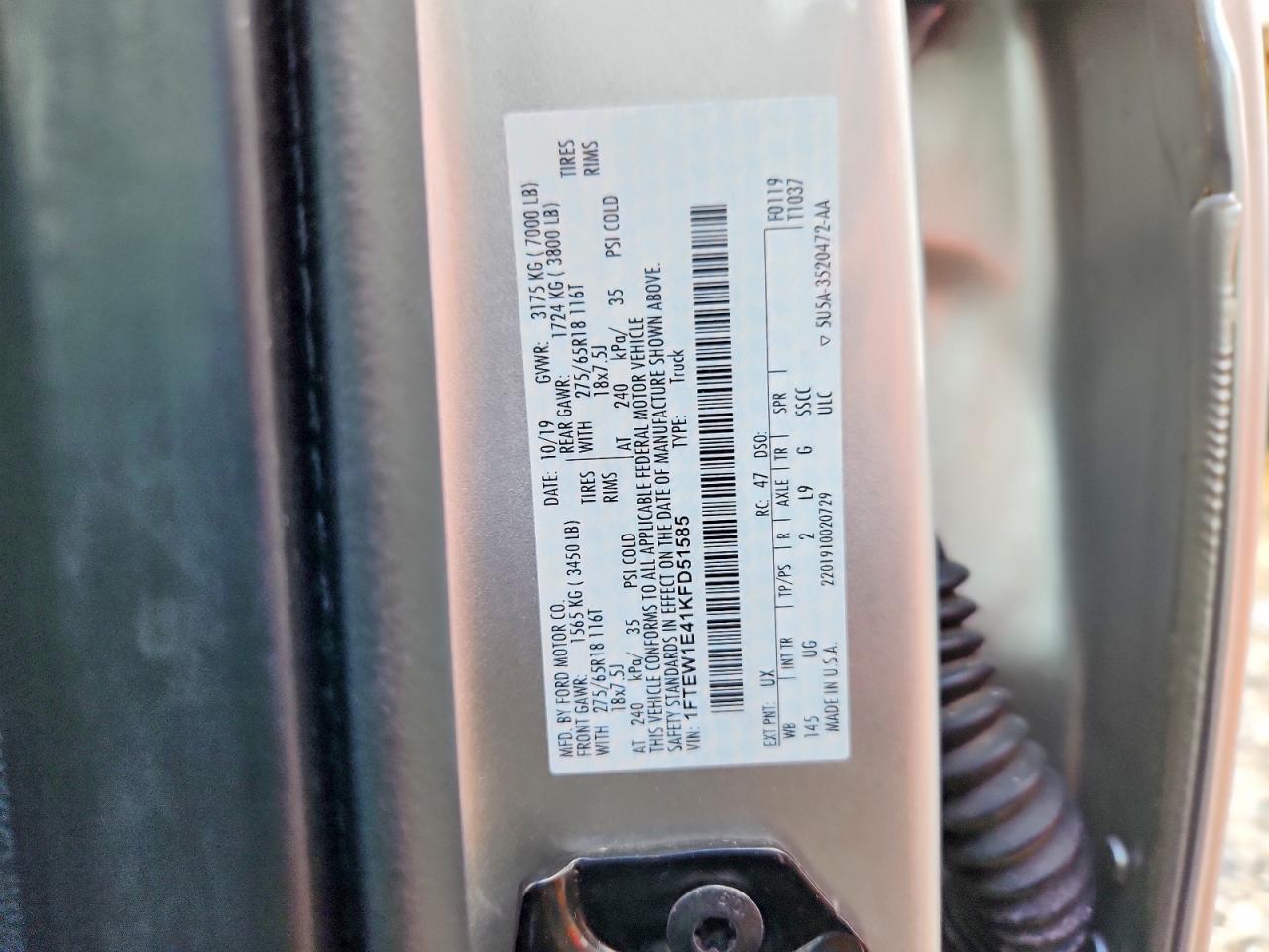 2019 FORD F150 SUPERCREW photo 37