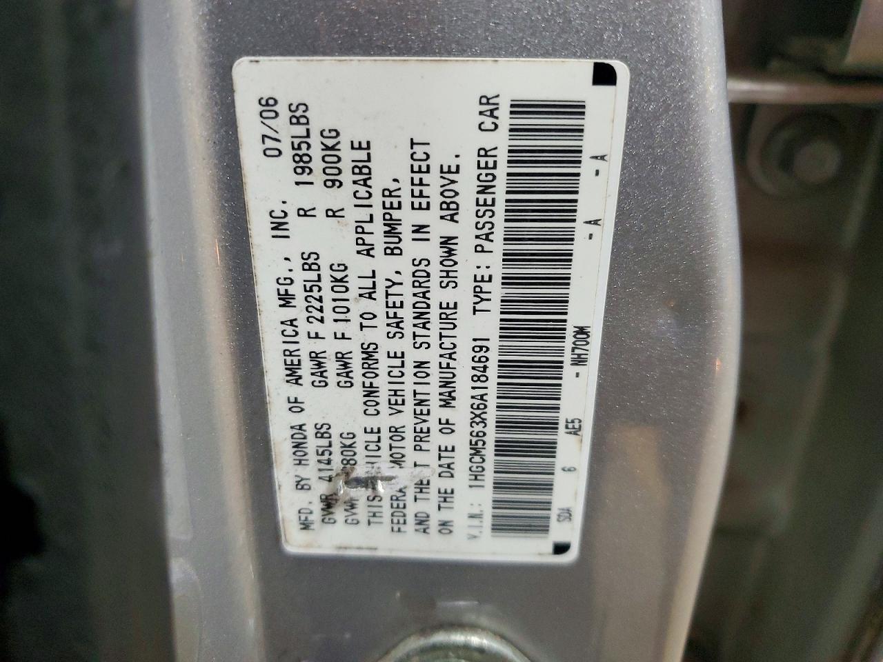 2006 HONDA ACCORD SE photo 23