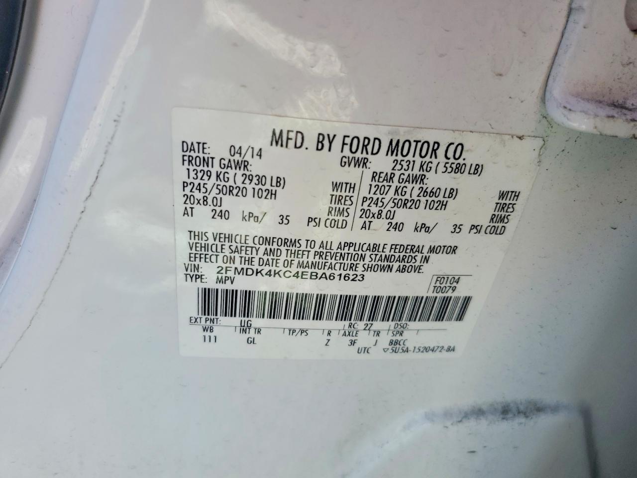 2014 FORD EDGE LIMITED photo 14