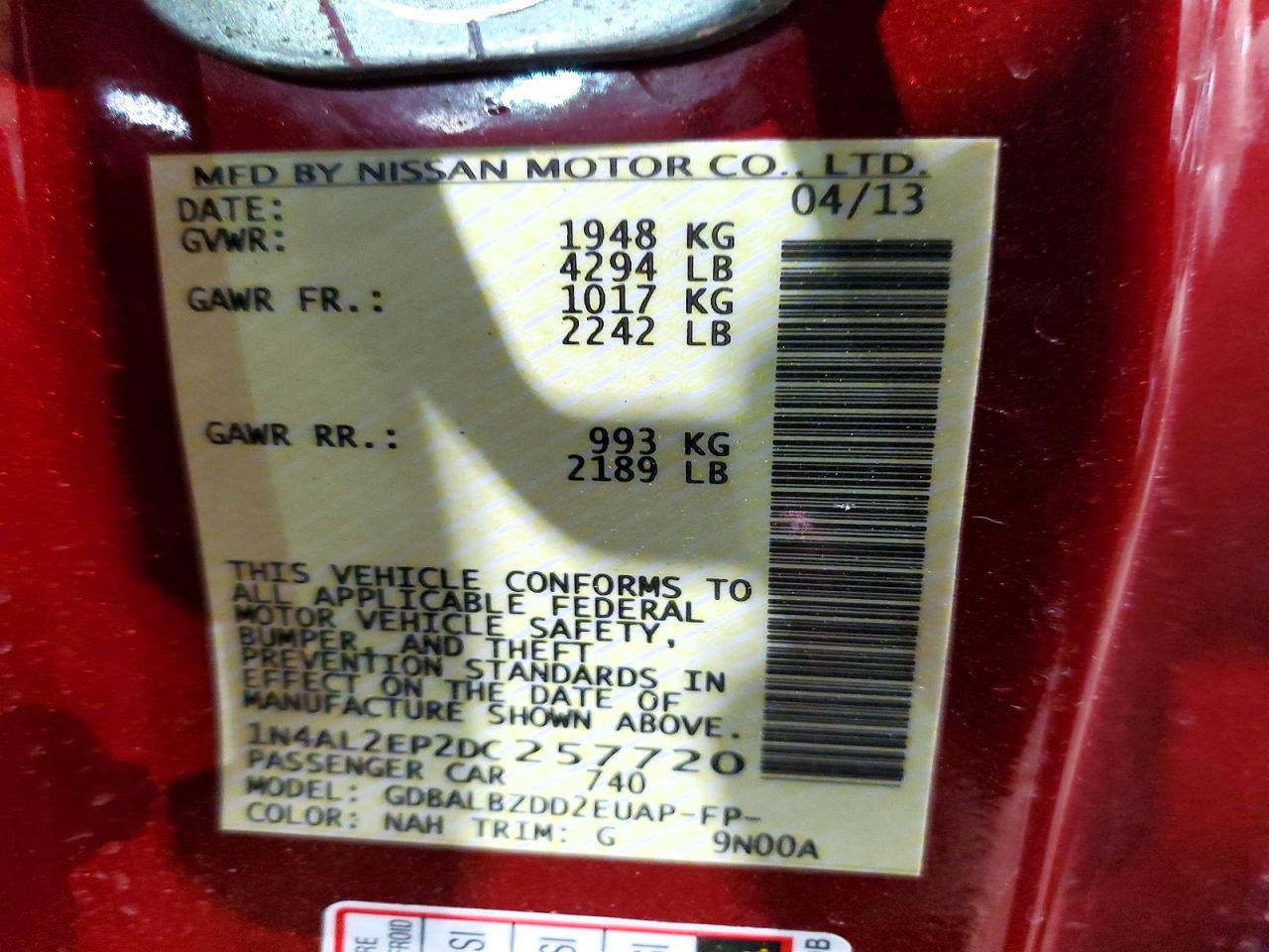 2013 NISSAN ALTIMA 2.5 S photo 34
