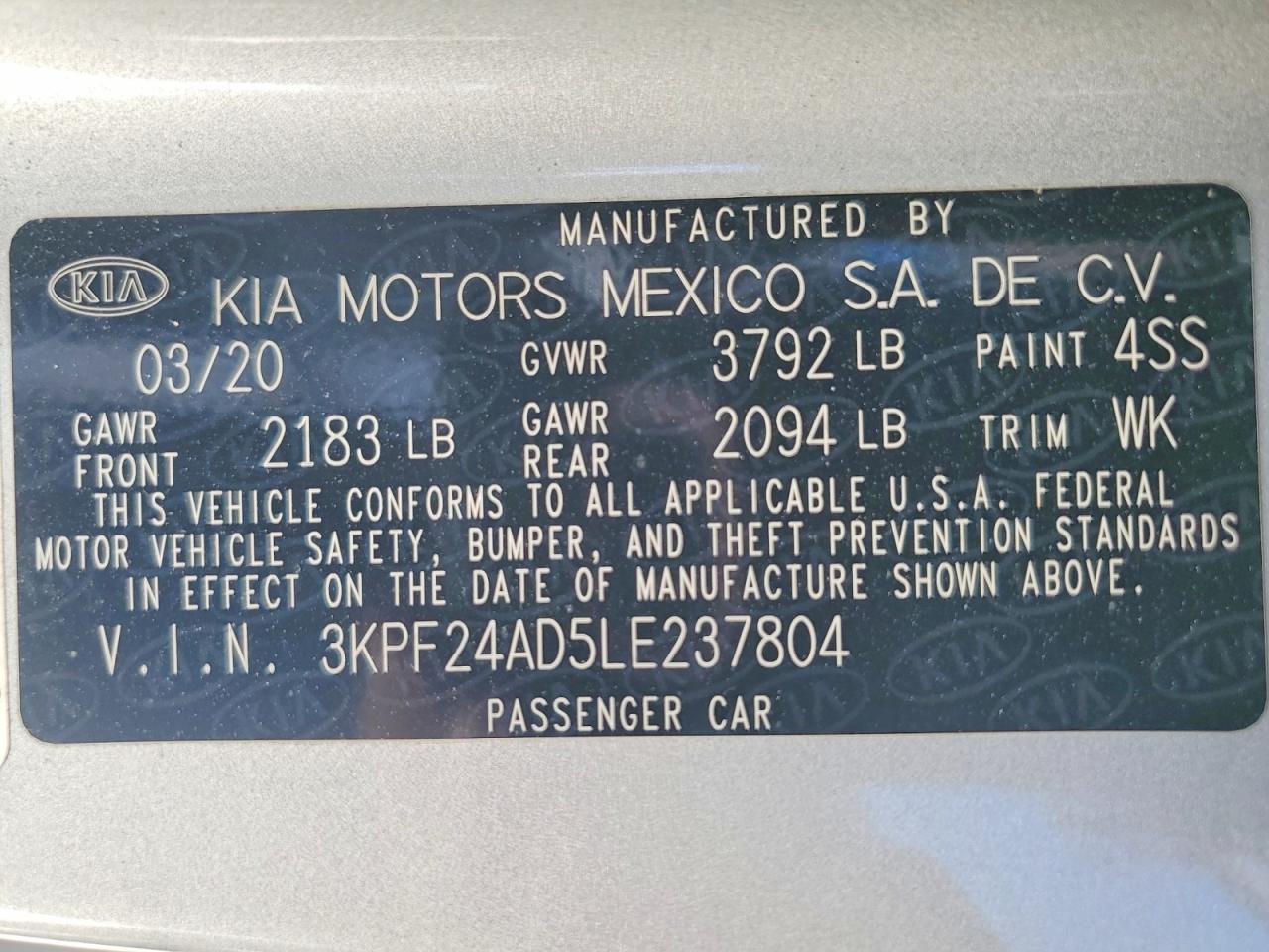 2020 KIA FORTE photo 25