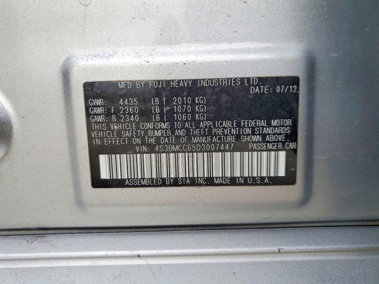 2013 SUBARU LEGACY 2.5I PREMIUM photo 12