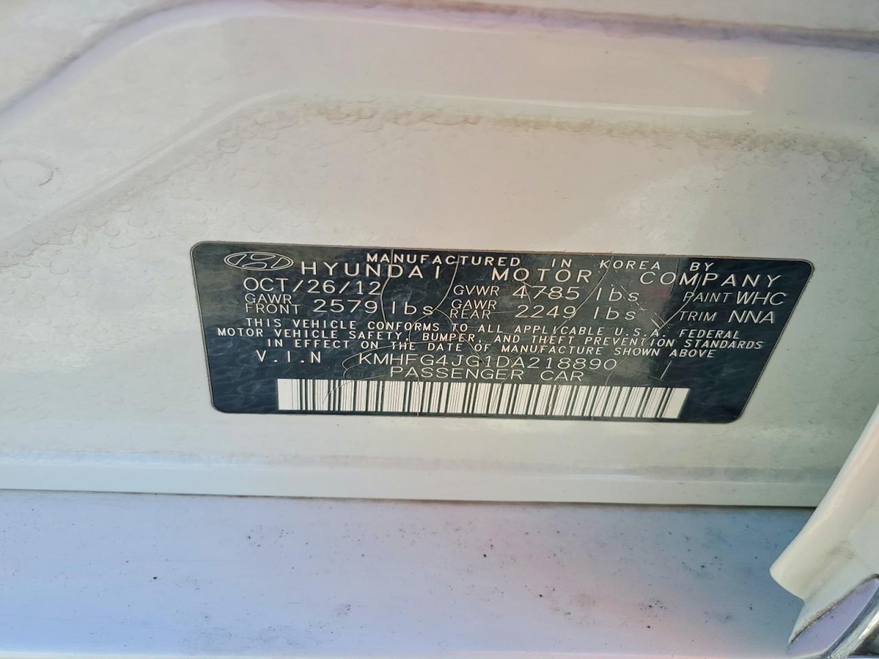 2013 HYUNDAI AZERA BASE photo 23