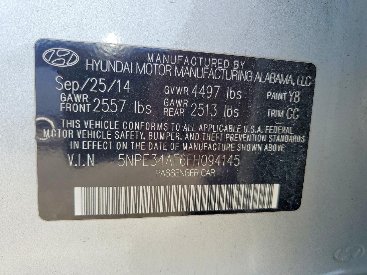 2015 HYUNDAI SONATA SPORT photo 12