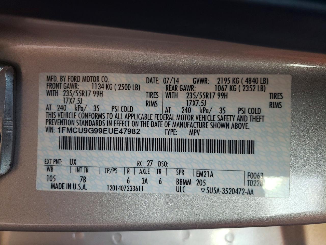 2014 FORD ESCAPE SE photo 37