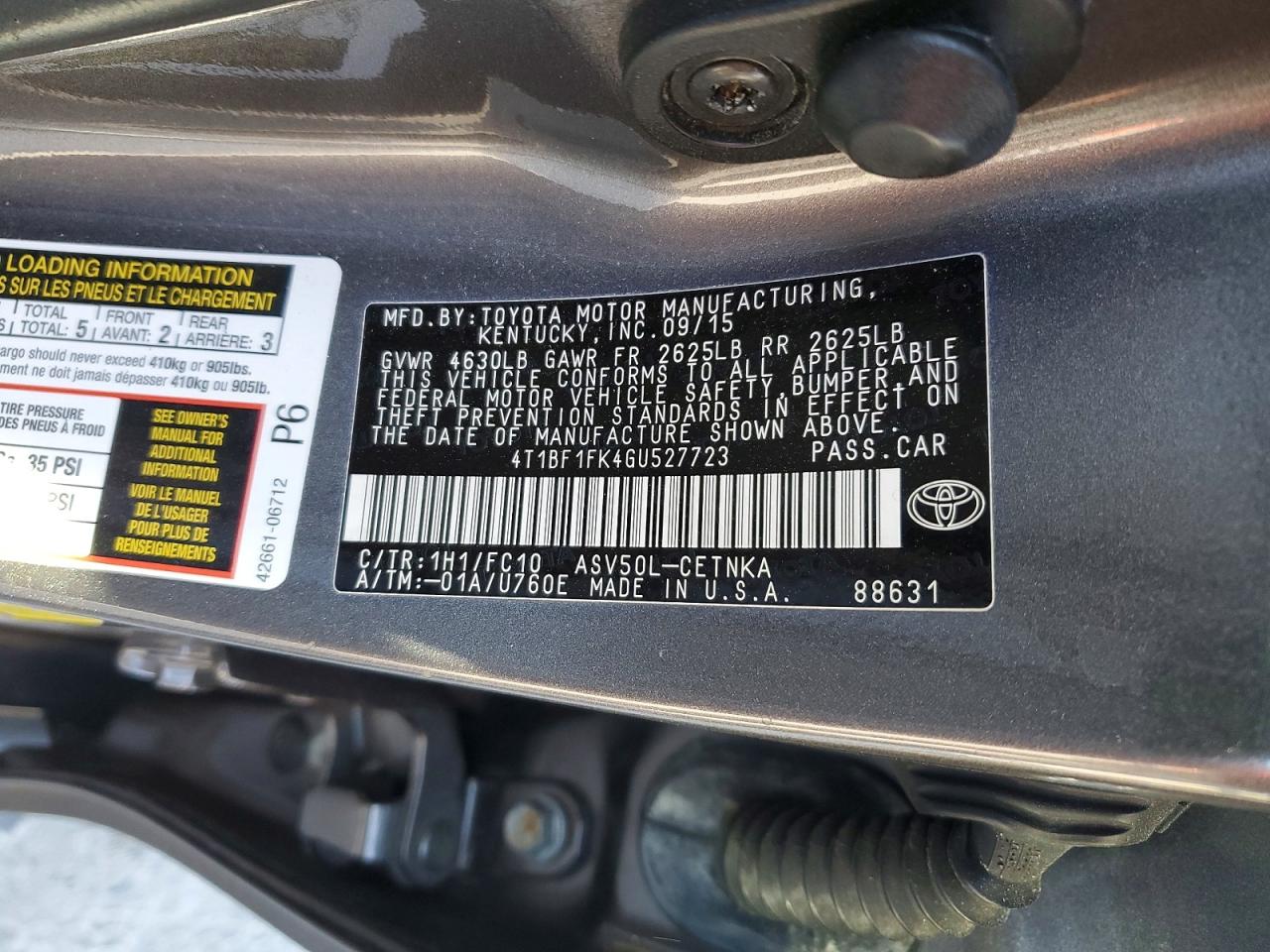 2016 TOYOTA CAMRY LE photo 13