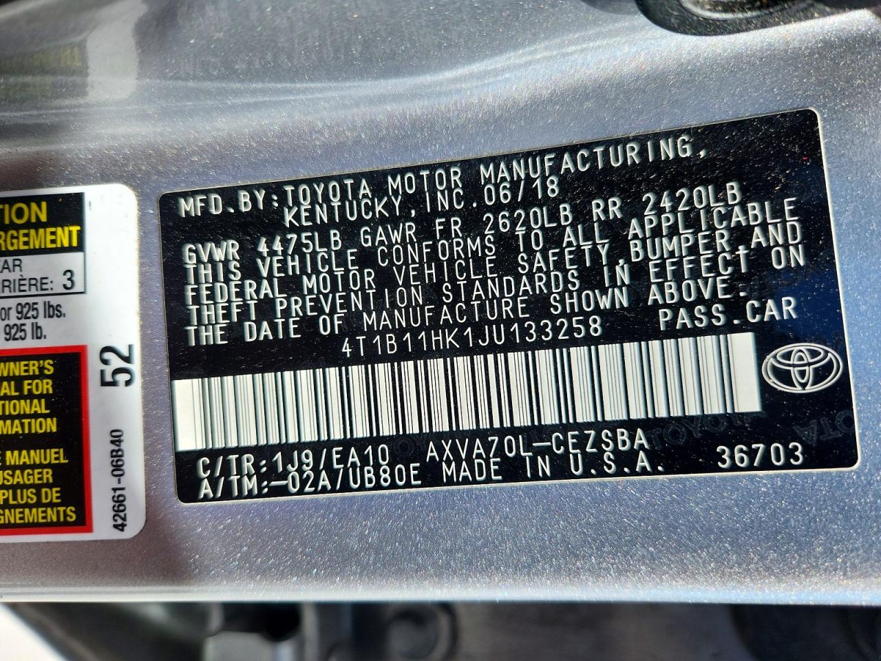 2018 TOYOTA CAMRY SE photo 23