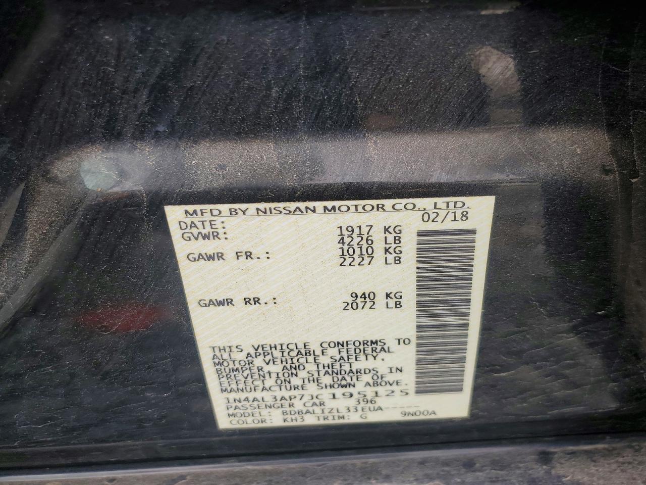 2018 NISSAN ALTIMA 2.5 SV photo 12