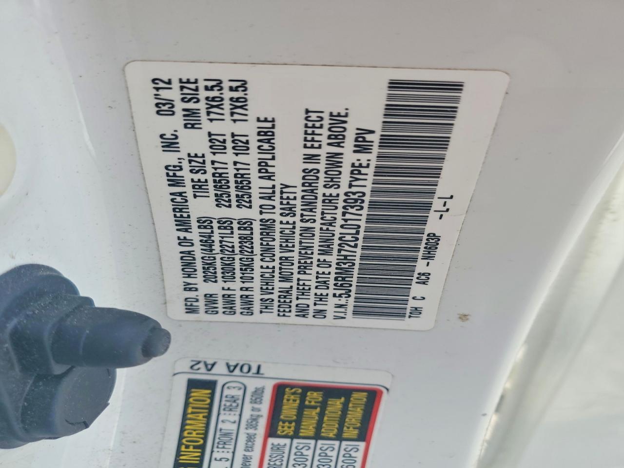 2012 HONDA CR-V EXL photo 25
