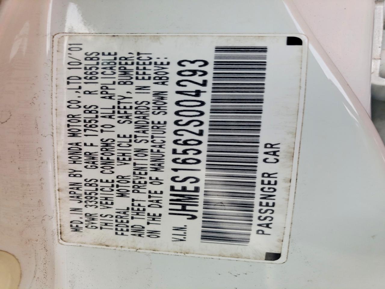 2002 HONDA CIVIC LX photo 12