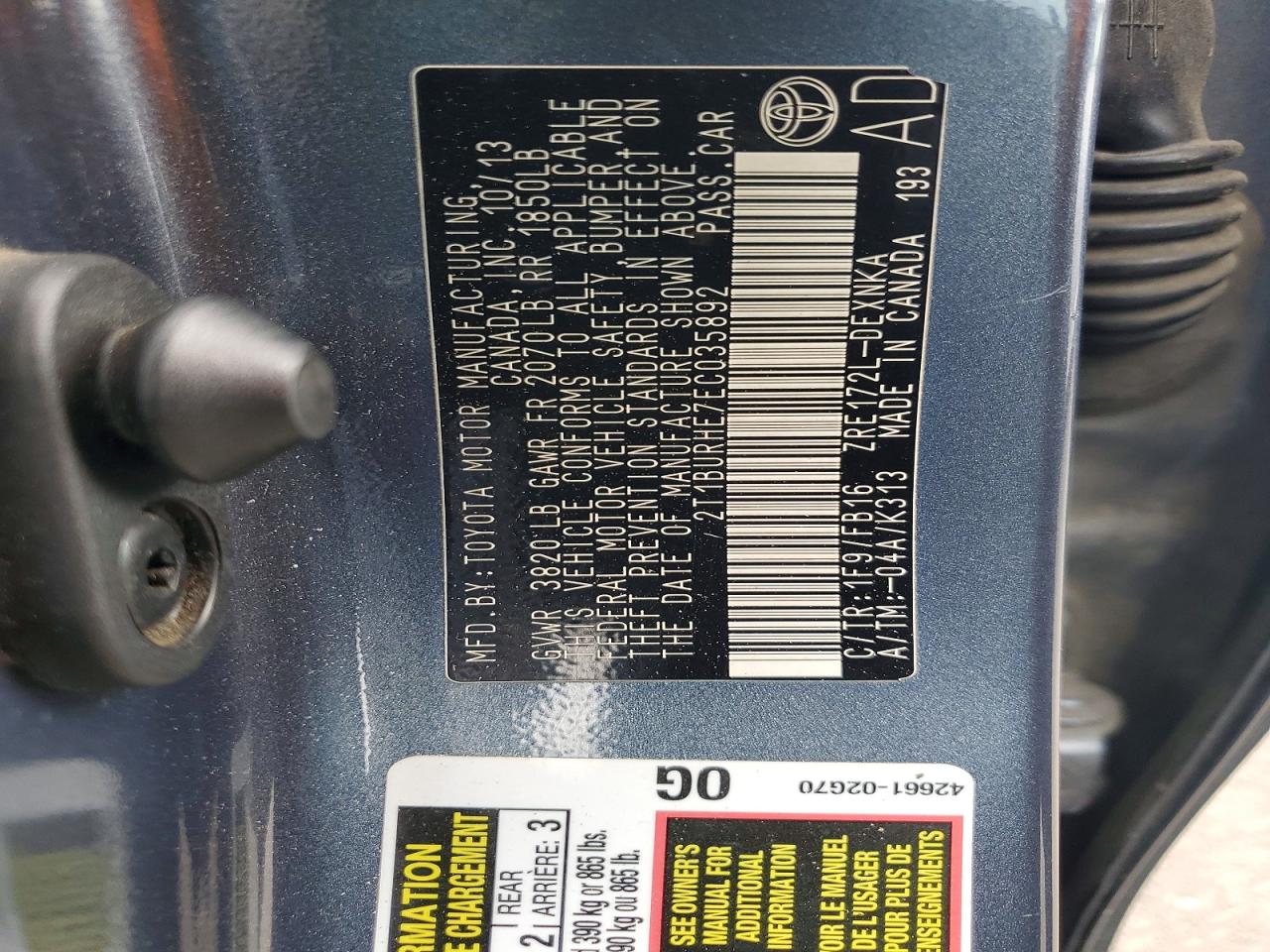 2014 TOYOTA COROLLA LE photo 34