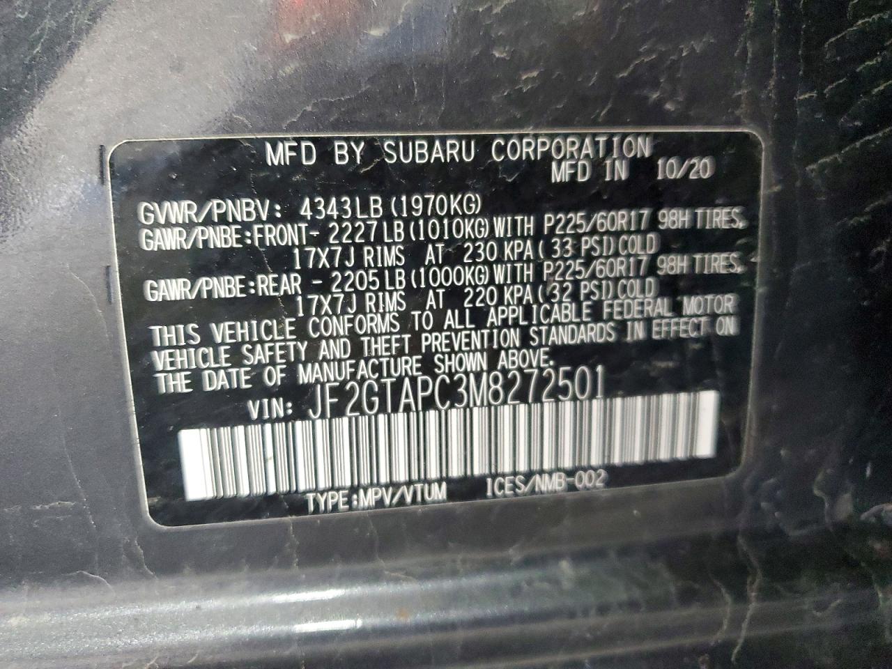 2021 SUBARU CROSSTREK PREMIUM photo 25