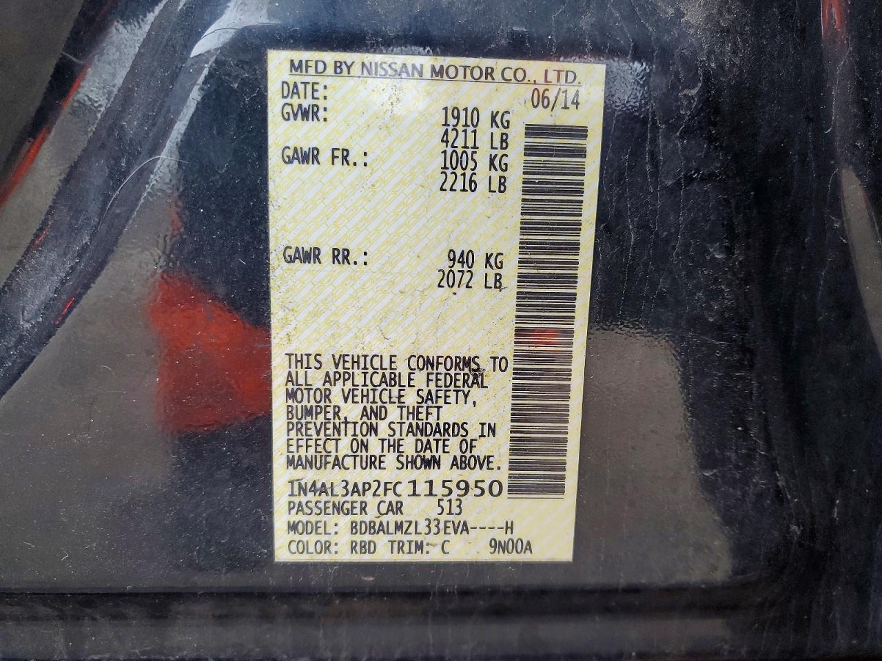 2015 NISSAN ALTIMA 2.5 SV photo 34