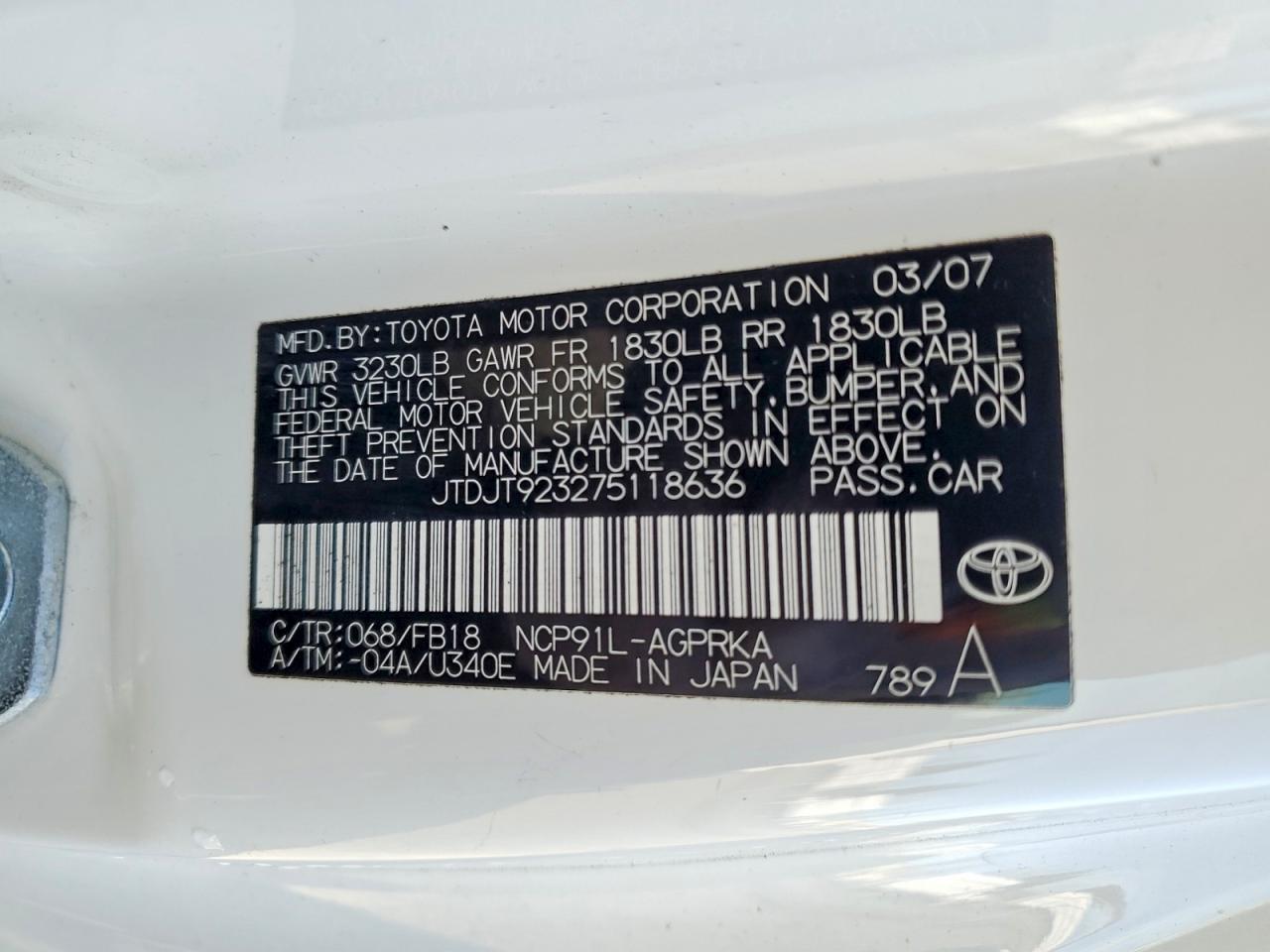 2007 TOYOTA YARIS BASE photo 25