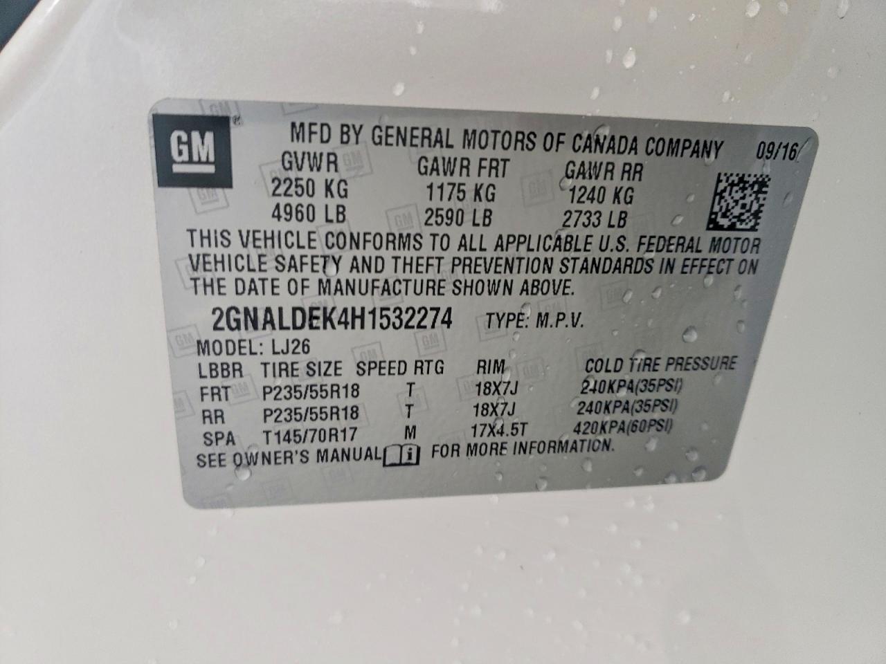 2017 CHEVROLET EQUINOX PREMIER photo 25