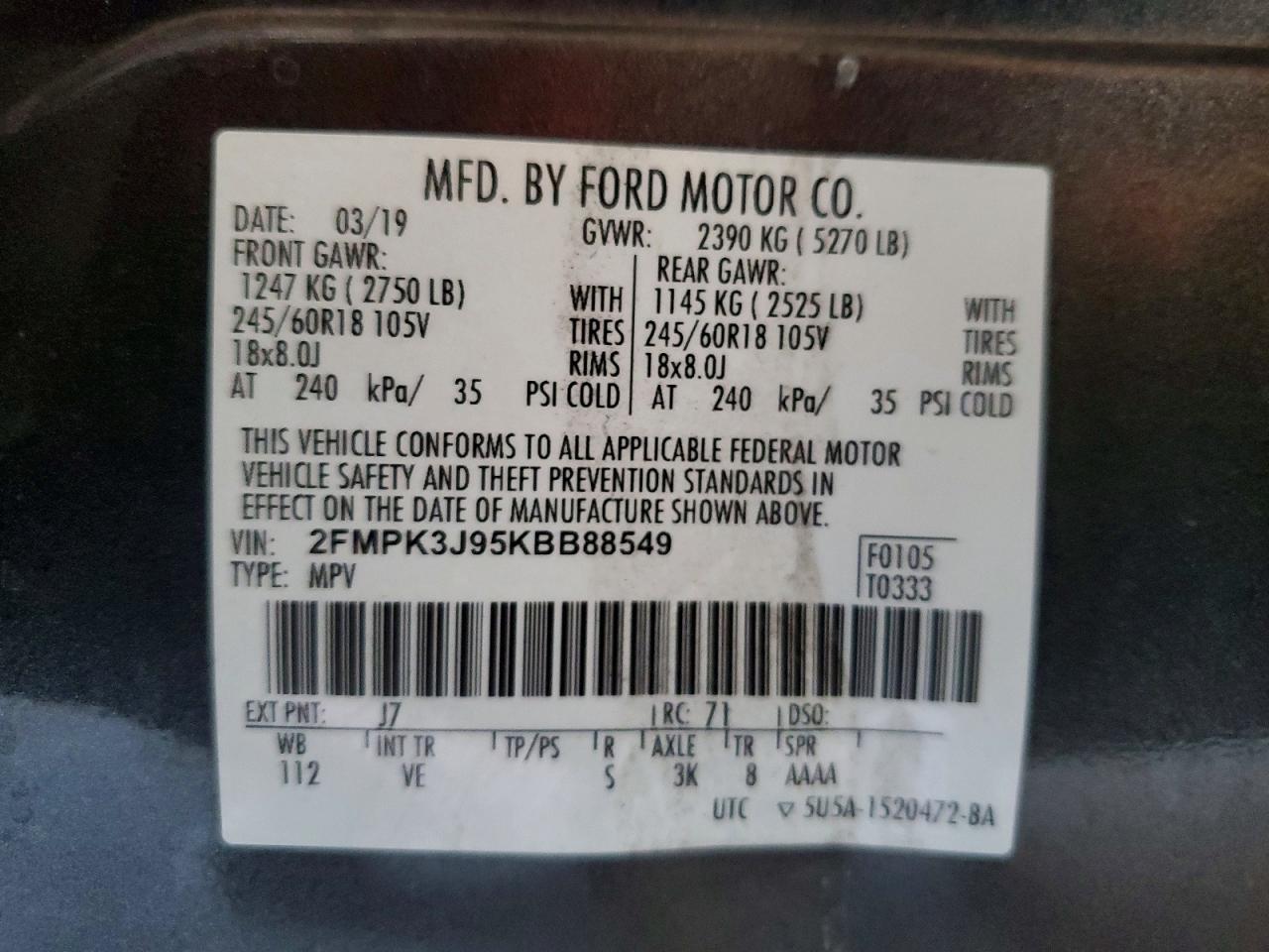 2019 FORD EDGE SEL photo 34