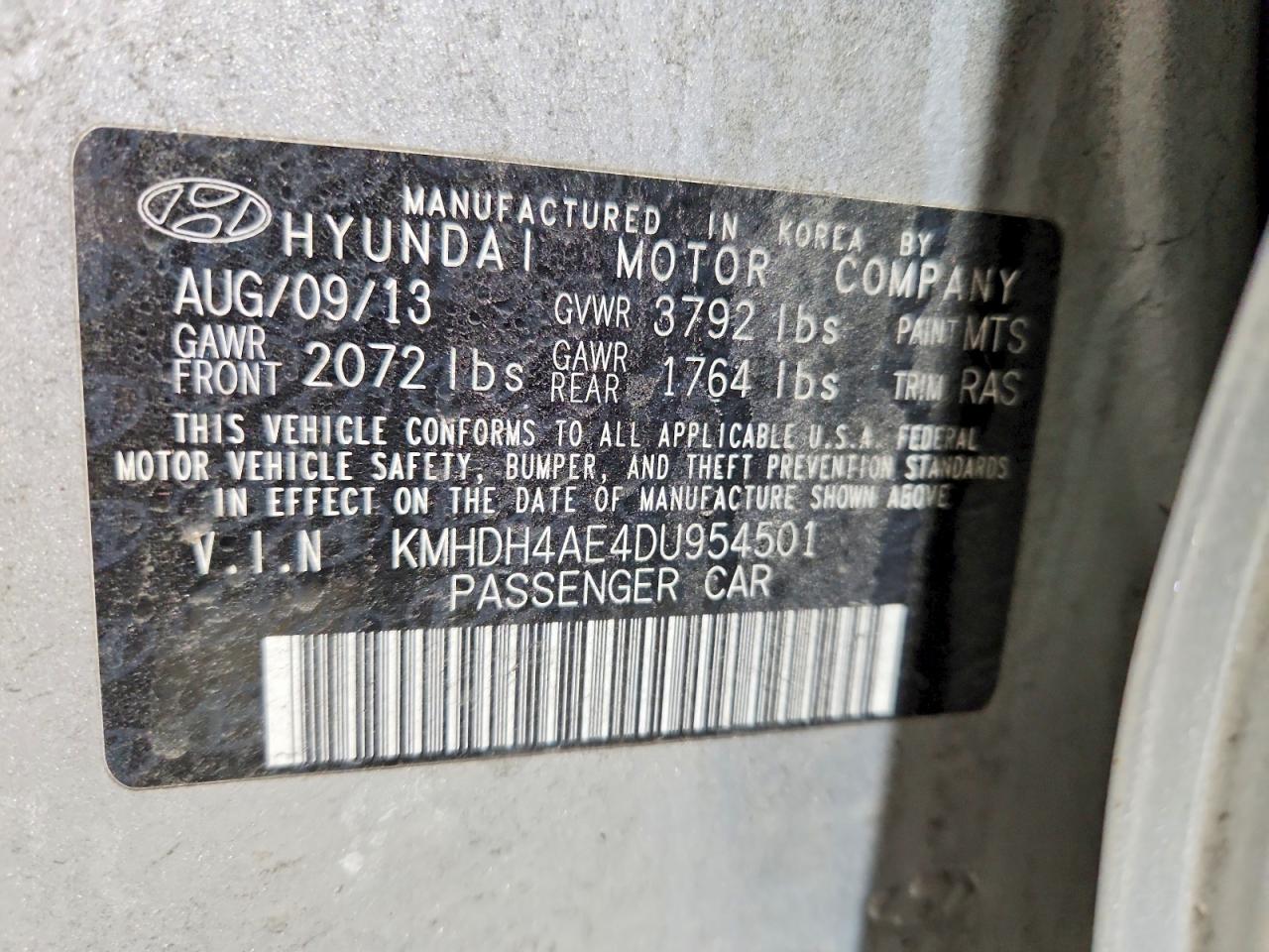 2013 HYUNDAI ELANTRA GLS photo 23