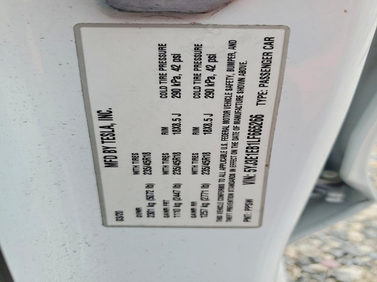 2020 TESLA MODEL 3 photo 12