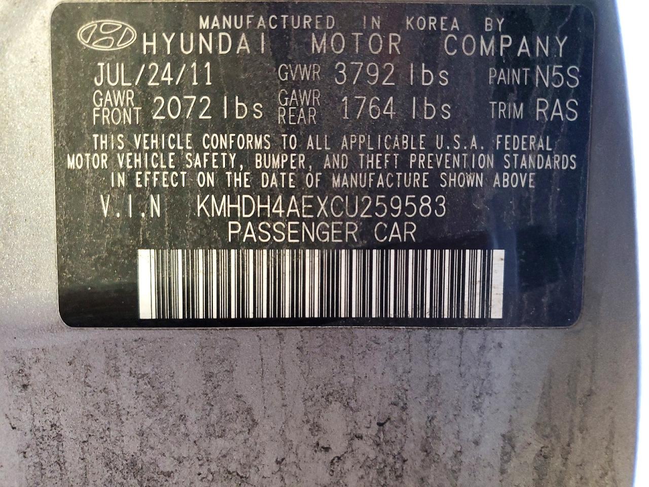 2012 HYUNDAI ELANTRA GLS photo 34