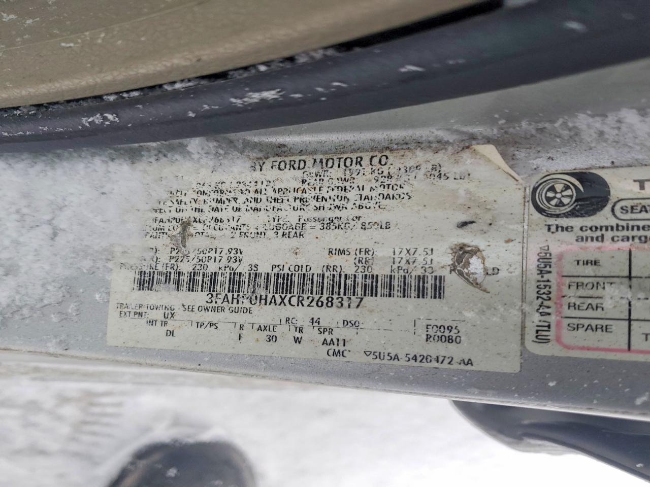 2012 FORD FUSION SE photo 12
