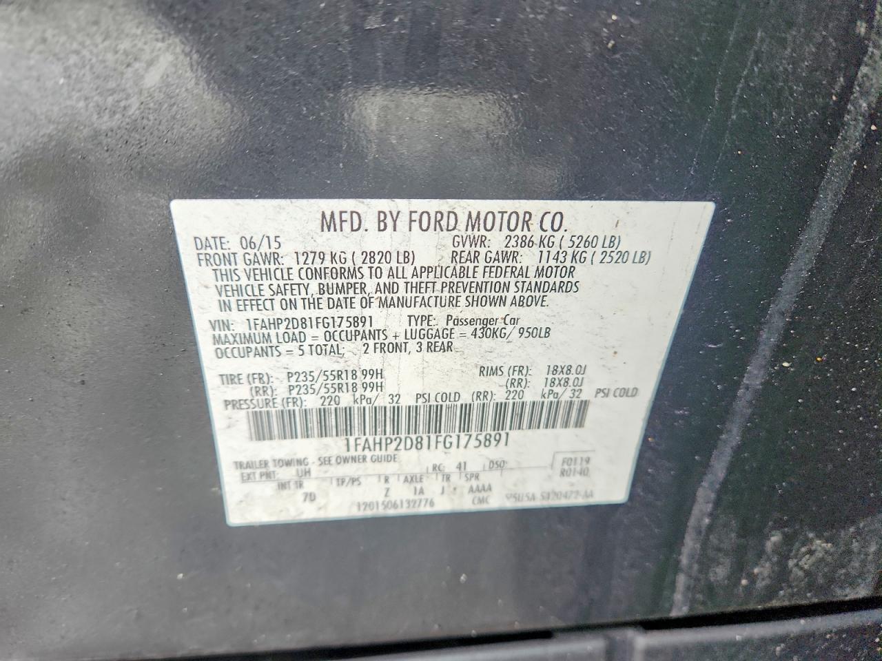 2015 FORD TAURUS SE photo 12