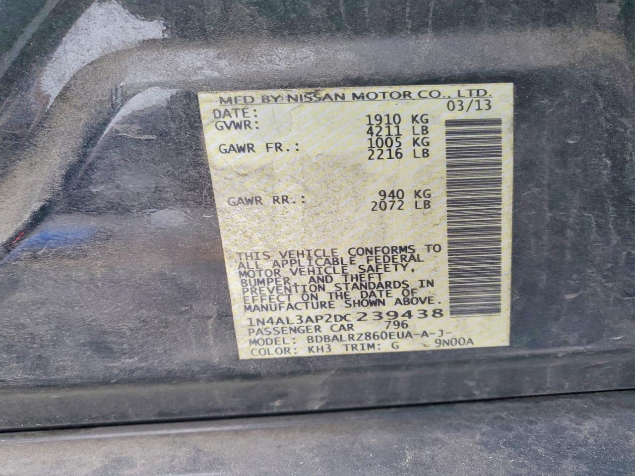 2013 NISSAN ALTIMA 2.5 photo 12
