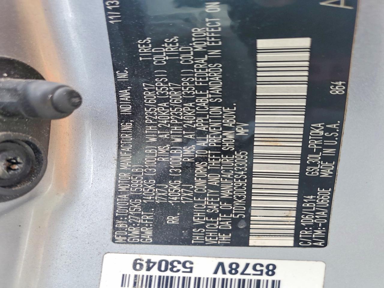 2014 TOYOTA SIENNA XLE 8-PASSENGER photo 27