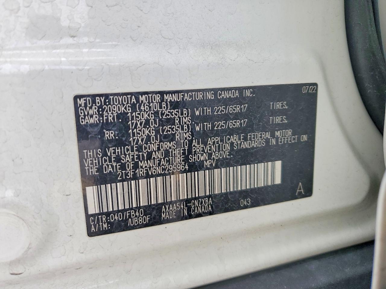 2022 TOYOTA RAV4 LE photo 14